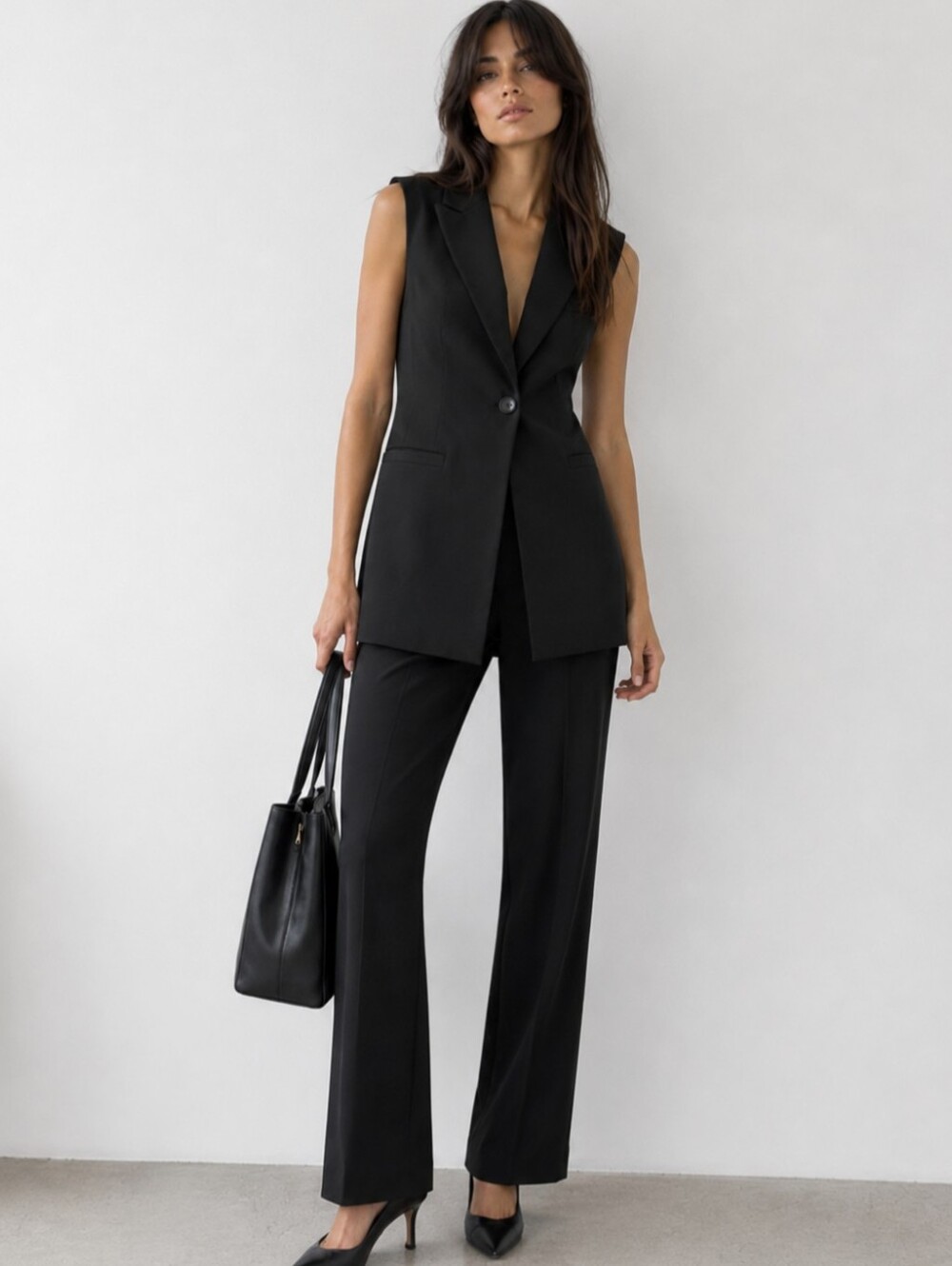 New $199 Talbots Long Single Button Black Blazer Vest Size 2 NEW